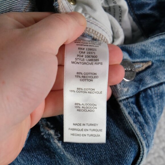 Frame Jeans Womens 26 Blue Le Mini Boot Cut Distressed Stone Wash Whiskers 34L - Picture 11 of 12